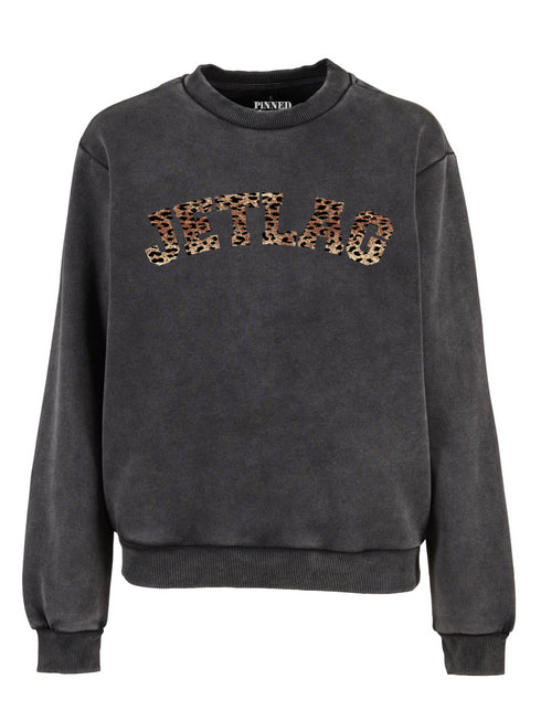 Boxy Washed Sweater Jetlag Leopard